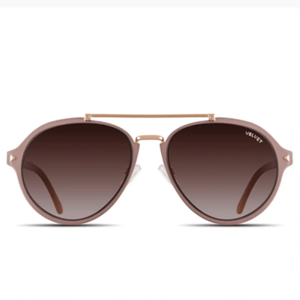 Velvet Mauve and Gold Aviator Sunglasses
